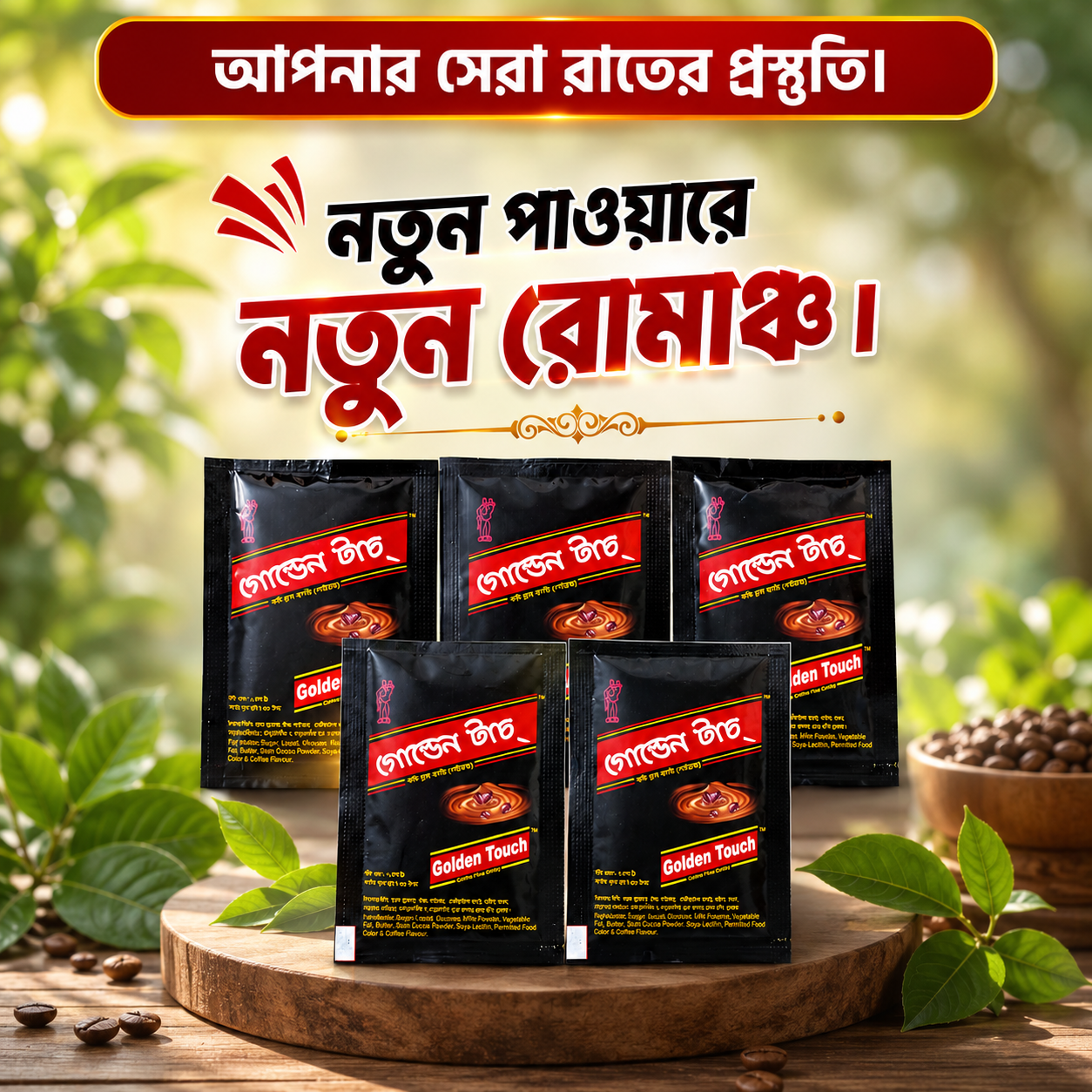 Golden Touch Coffee Plus Powder - গোল্ডেন টাচ কফি প্লাস পাউডার  ( 5 Pcs Combo Pack )